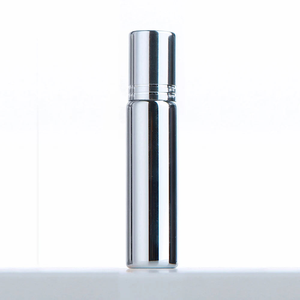 50 Pcs/Lot 10ml Electroplated Roll On Perfume Bottle Refillable Essential Oil Bottles With Box Roller Glass Vials LOGO Pay Extra