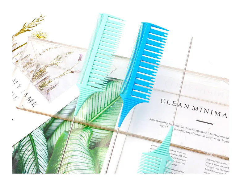 3pcs Hairbrush Hair Styling Combs Tailed Comb Set Coloring Dyeing Comb Salon Tool Sectioning Highlighting Weaving Cutting Comb