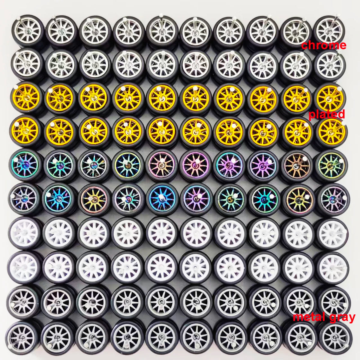 50 Sets 1/64 Wheels Pack with Rubber Tires Axles for 1:64 Matchbox Domeka Hotwheel Diecast Car Model Cars Wholesale