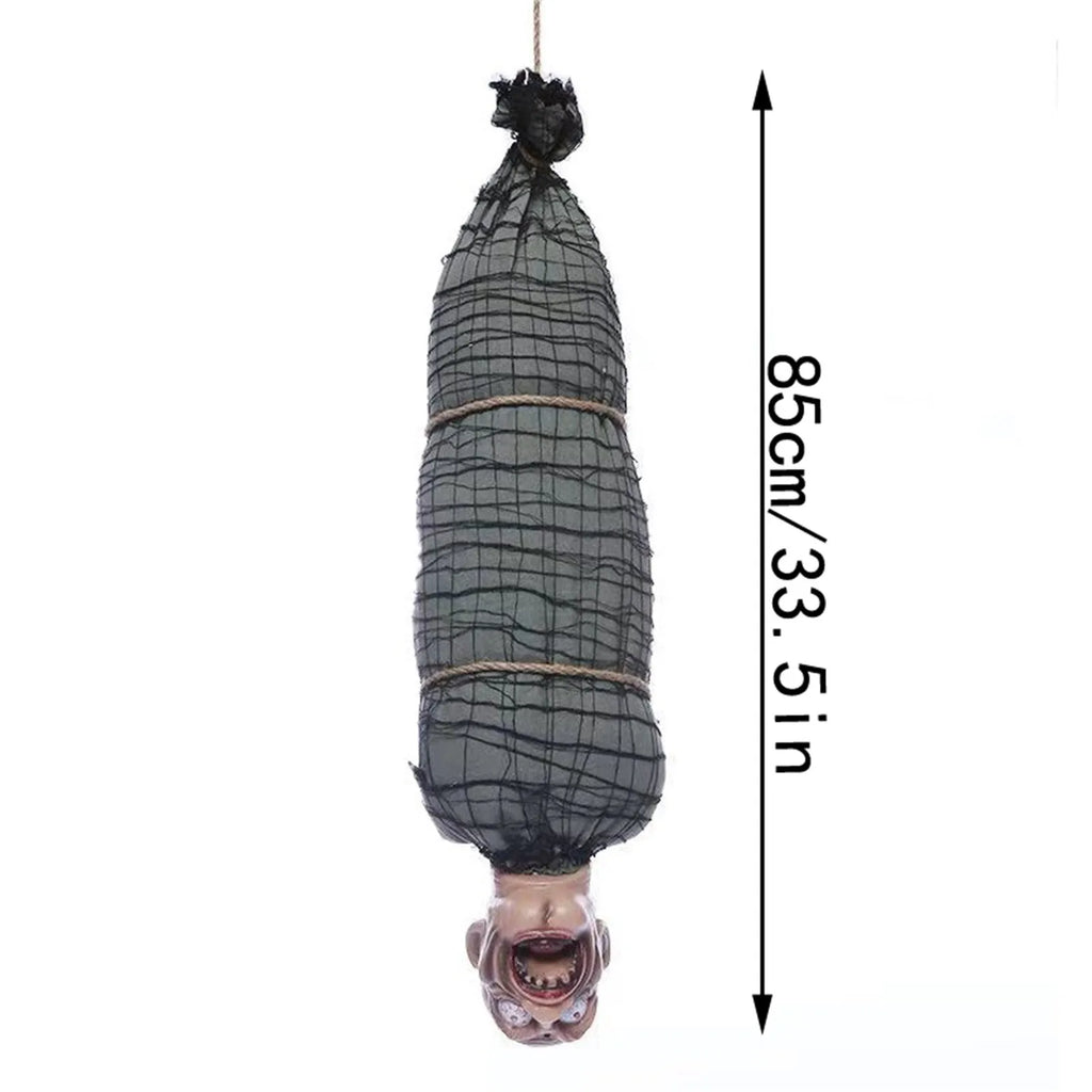 2.46 Ft Halloween Hanging Animated Corpse With LED Light Up Eyes Talking & Shaking Scary Ghost Sound Effect For Halloween Decor