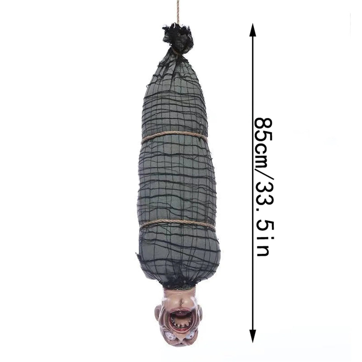 2.46 Ft Halloween Hanging Animated Corpse With LED Light Up Eyes Talking & Shaking Scary Ghost Sound Effect For Halloween Decor