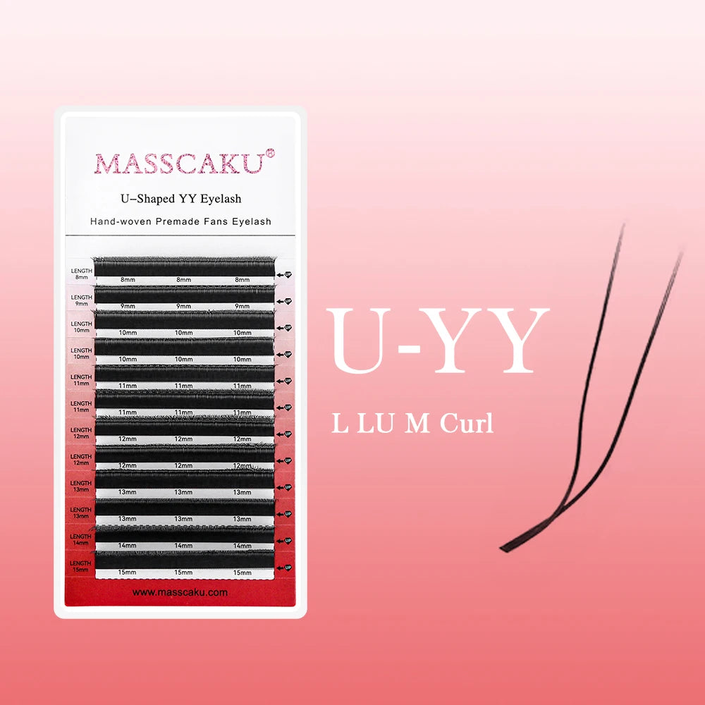MASSCAKU 3D 4D 5D L/LU/M U-Shaped Eyelash Extensions Handmade Full Dense Clusters Makeup Products Natural Individual Lashes