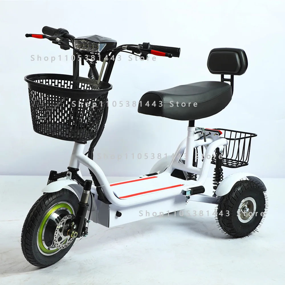 For Men and Women for Adults Folding Mini Small Three-wheeled Electric Car New Electric Tricycle 12-inch Portable Scooter