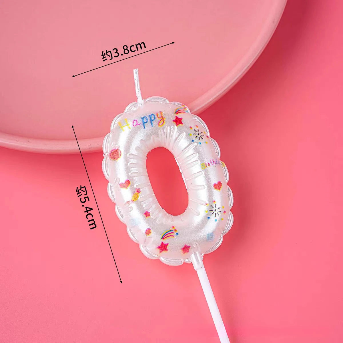 1pc Happy Birthday Candles, Princess Theme Cake Decoration, White Printed Pattern, Baby Shower Party Supplies, 0-9 Digital Numbe