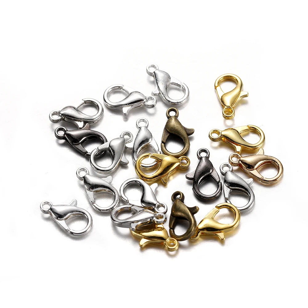80Pcs/lot Alloy Lobster Clasp Jump Rings Connector Clasp Crimp End For Bracelet Necklace Chains DIY Jewelry Making Supplies