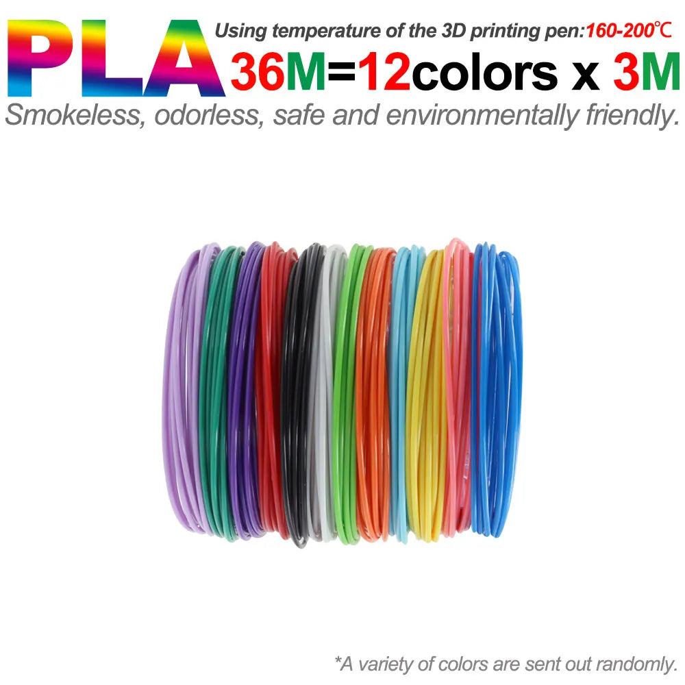 PLA Filament for 3D Pen Printing 10/20/30 Colors Diameter 1.75mm 200M Odorless Safe Plastic Refill for 3D Children Printing Pen
