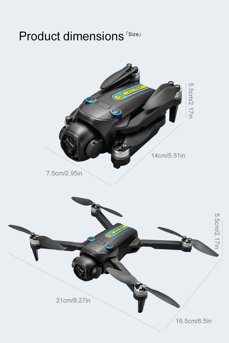 The K21MAX Drone, Equipped with a 4.3-Inch Built-in Screen Remote Controller, Is a Portable Remote-Controlled Quadcopter Suitable for Beginners. It Supports Optical Flow Hovering, Automatic Return-to-Home, and Makes a Great H