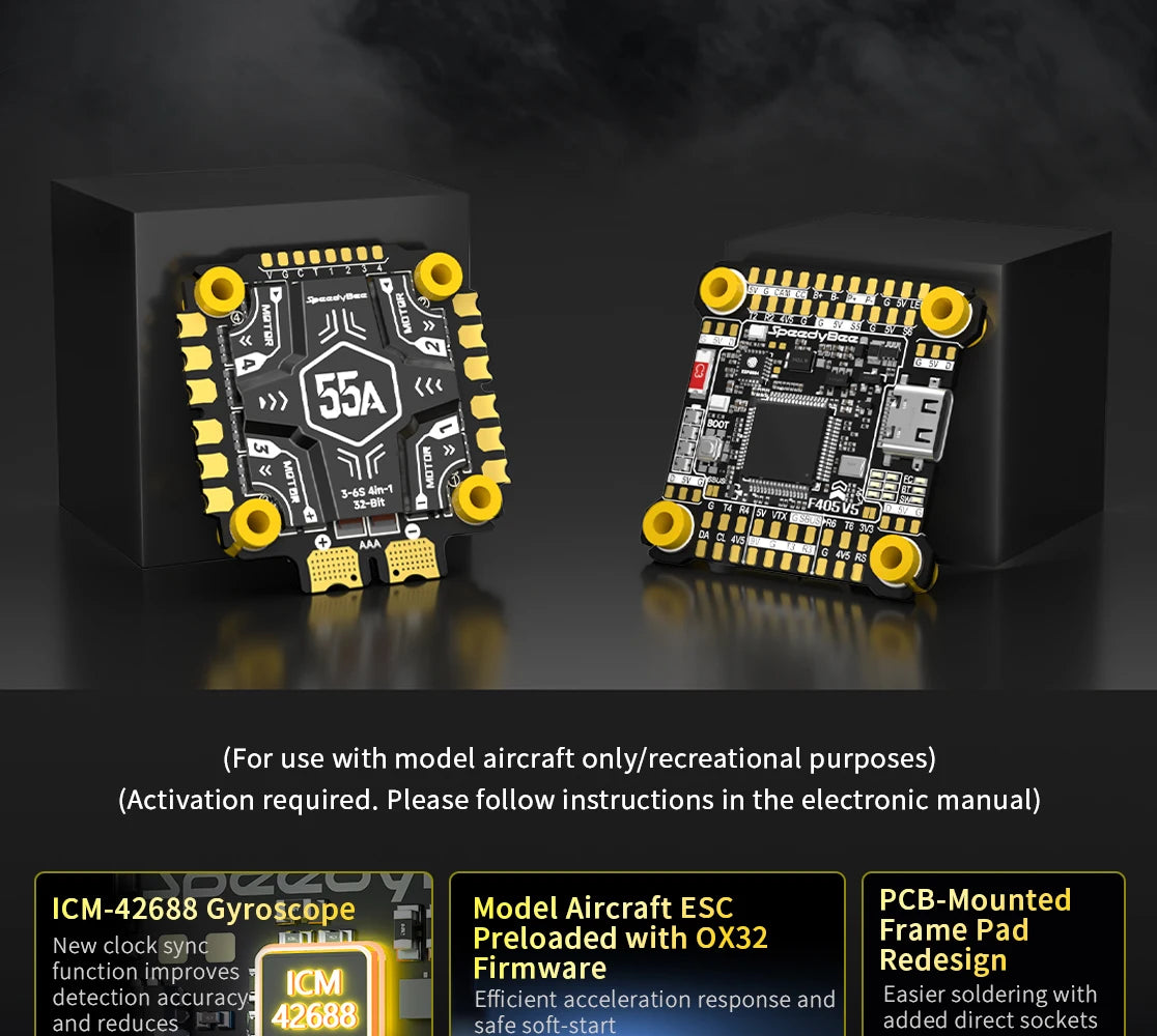 SpeedyBee F405 V5 55A Stack FC OX32 AM32 55A 4in1 ESC For FPV Racing Drones