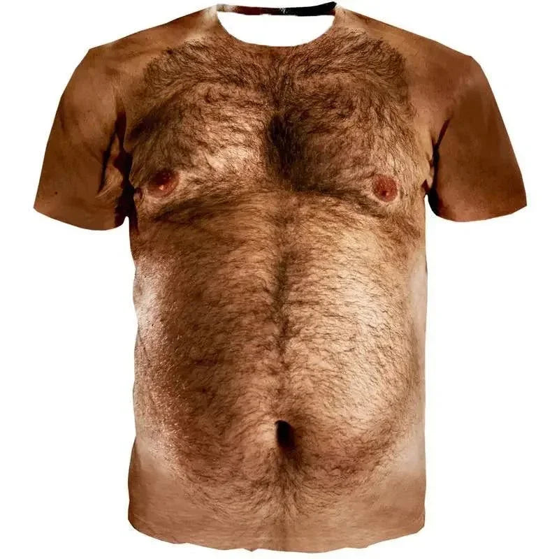 Men's 6-pack Abdominal Muscle T-shirt 3D Printed Short Sleeved Fitness Running Sports Casual Loose Short Sleeved Comfortable Shi