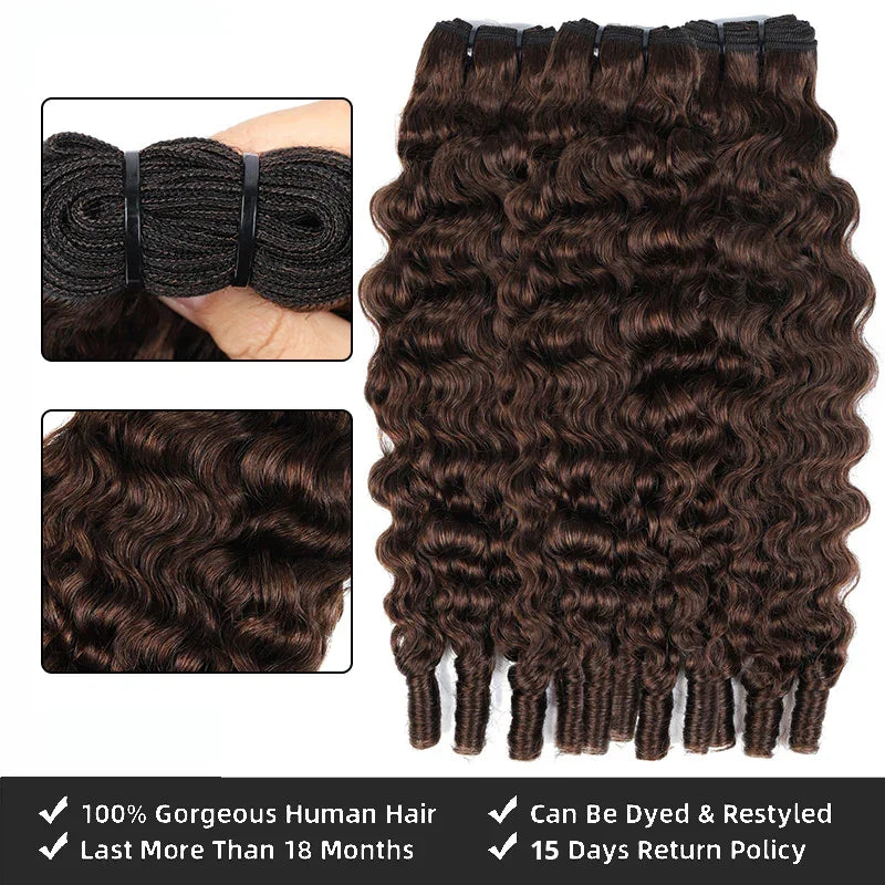 #4 chocolate Brown Burmese Curly Human Hair Bundles Virgin Hair Burmese Raw Human Hair Extensions 3C4A Curly Bundles 1/3/4 Pcs