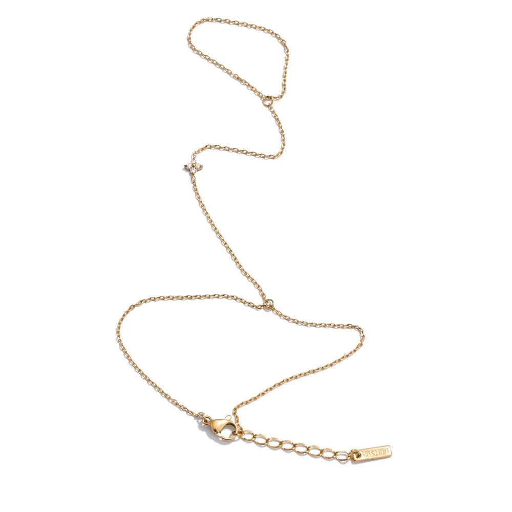 Yhpup Hot Style Zirconia Round Back of Hand Chain Finger Bracelet Bangle Stainless Steel Chic Fashion Jewelry Wholesale 2025 New