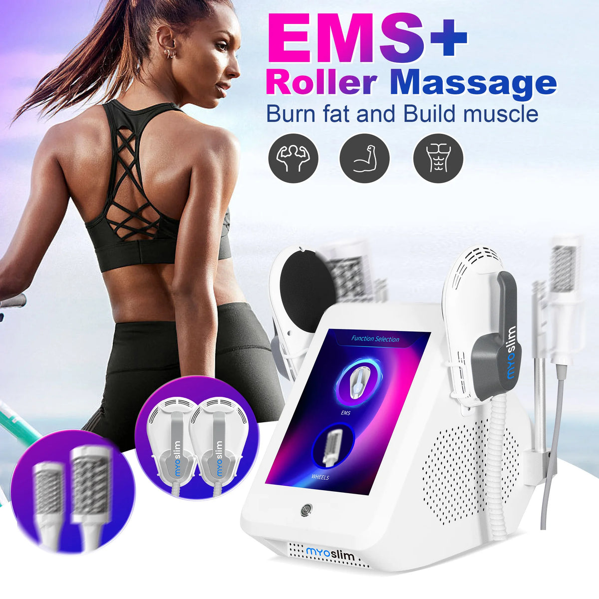 2 IN 1 200HZ EMS Roller Slimming Cellulite Reduction Inner Ball Roller 360 Degree Infrared Vacuum Roller Massage Beauty Machine