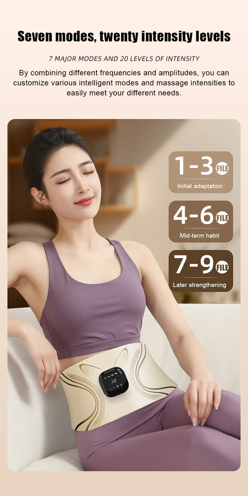 New Electric Abdominal Massager with 4 Temperature Settings and Pulse Massage Function for Fat Burning and Weight Loss Vibrator