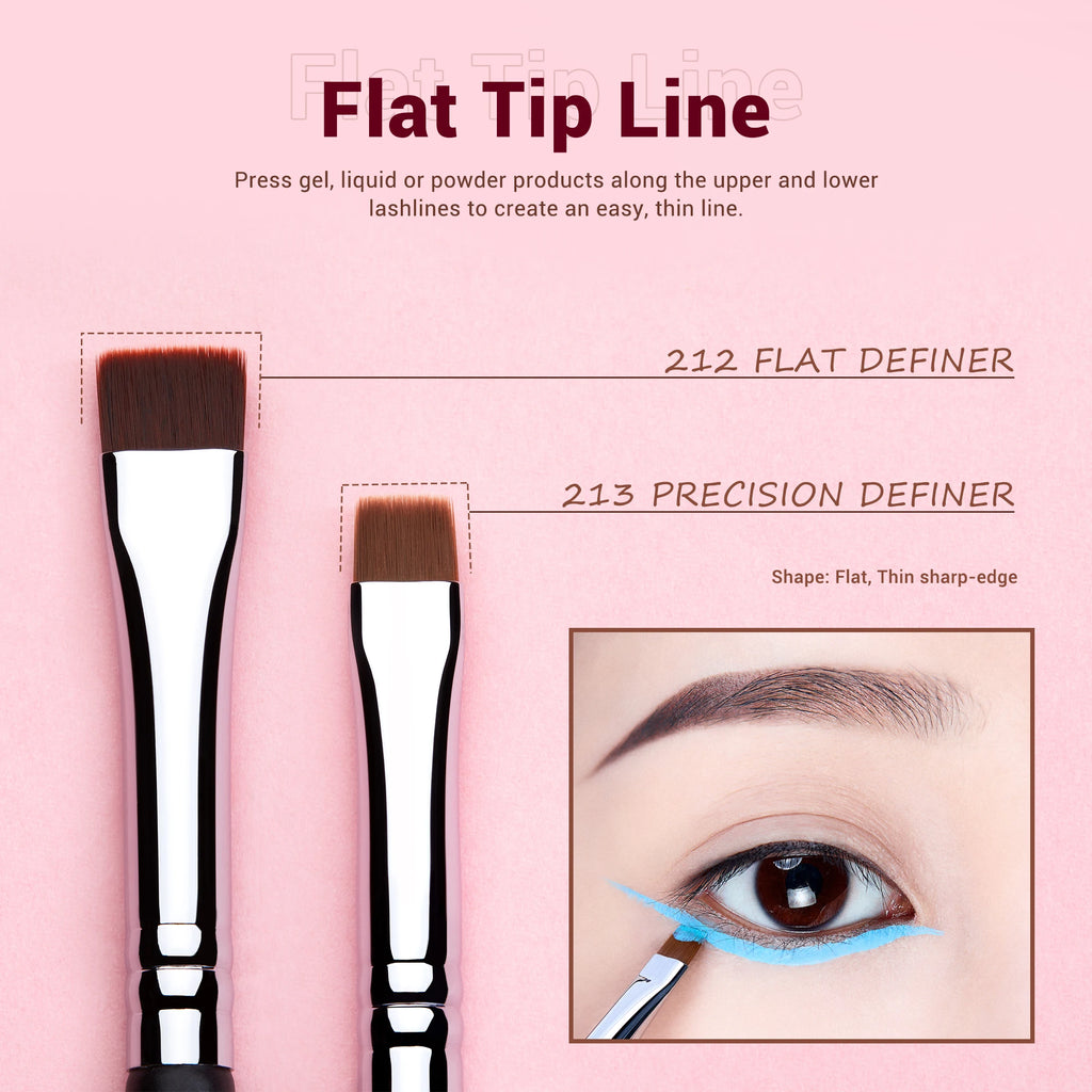 Jessup Eyeliner Brush Makeup Thin Bent Precision Angled Flat Definer Ultra Fine Pencil Precision Synthetic S151