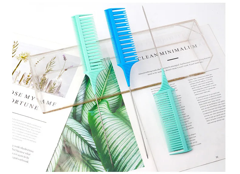 3pcs Hairbrush Hair Styling Combs Tailed Comb Set Coloring Dyeing Comb Salon Tool Sectioning Highlighting Weaving Cutting Comb