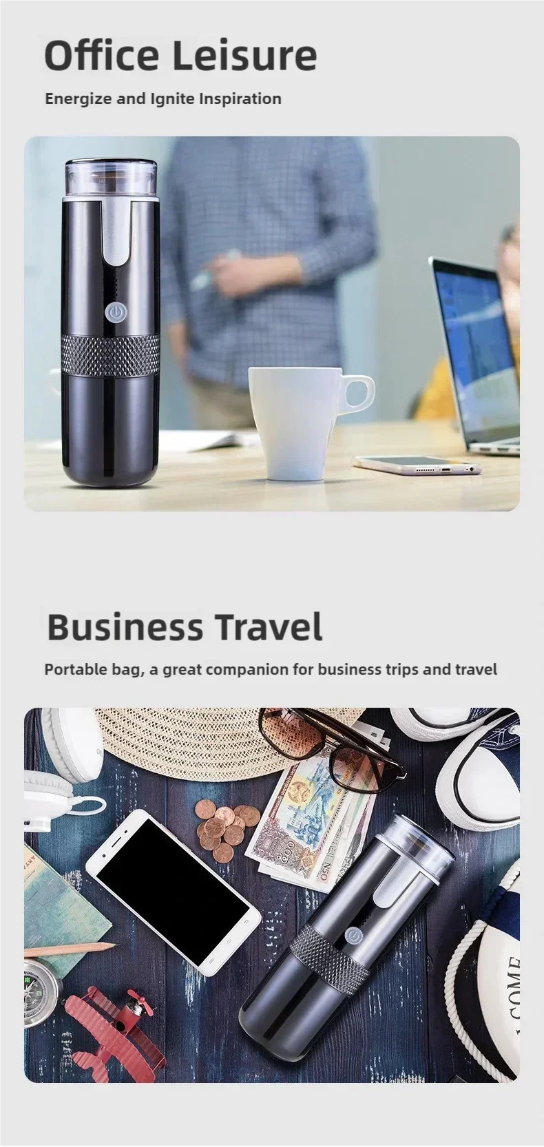 New Portable Coffee Maker Electric Capsule Grind-and-Brew Coffee Maker Suitable for Ground Coffee and K-Cup Large Coffee Pods