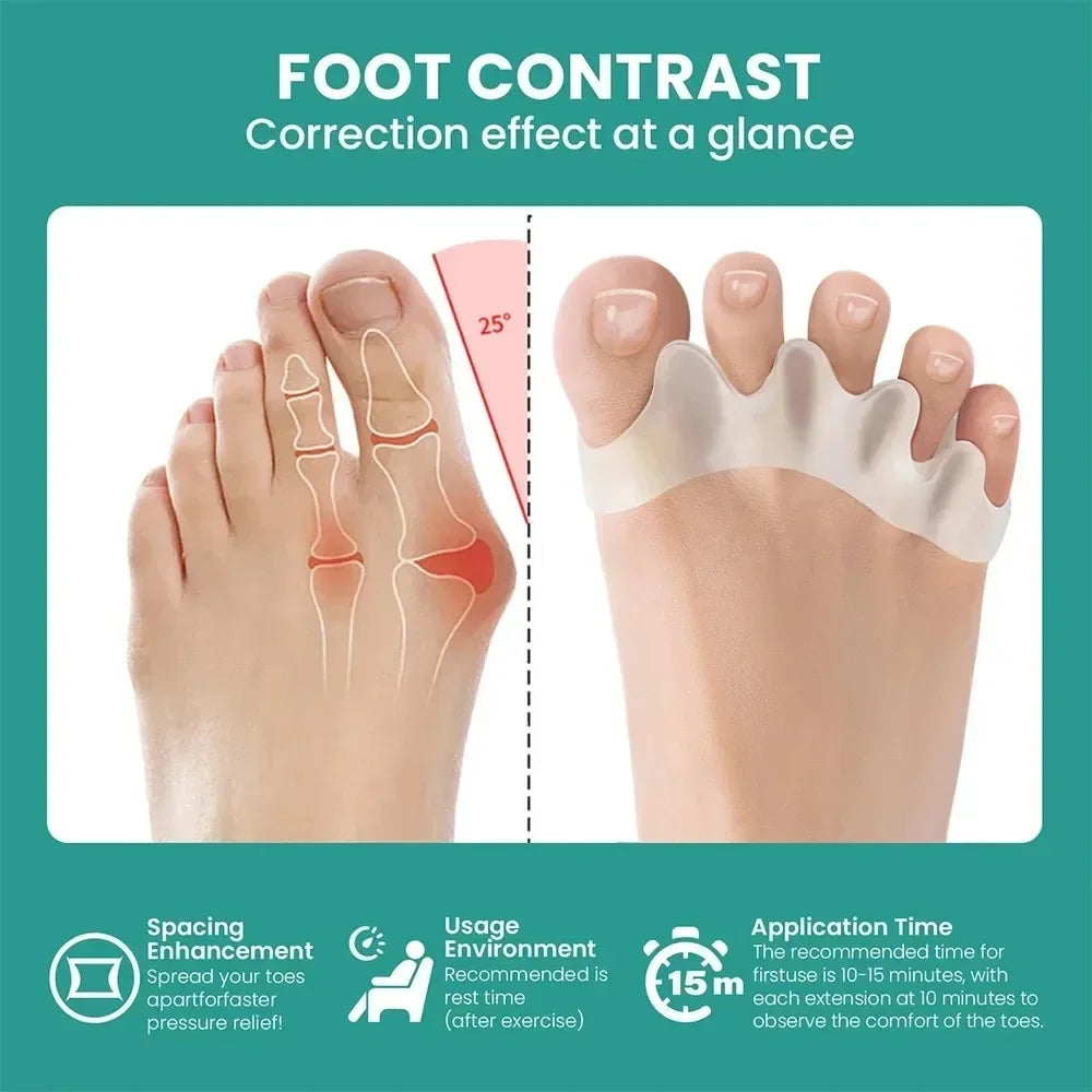 1Pair Soft Silicone Toe Separator Cushion Portable Household Foot Relief Protective Accessory For Toe Spacing