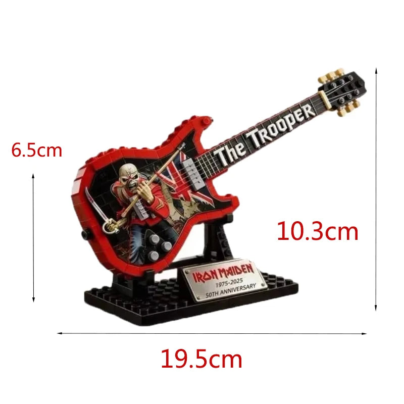 New Building Block Guitar Model Assembling Ornament Rock Band ACDC Iron Maiden Creative Toys Puzzle Construction Set Blocks 14+y