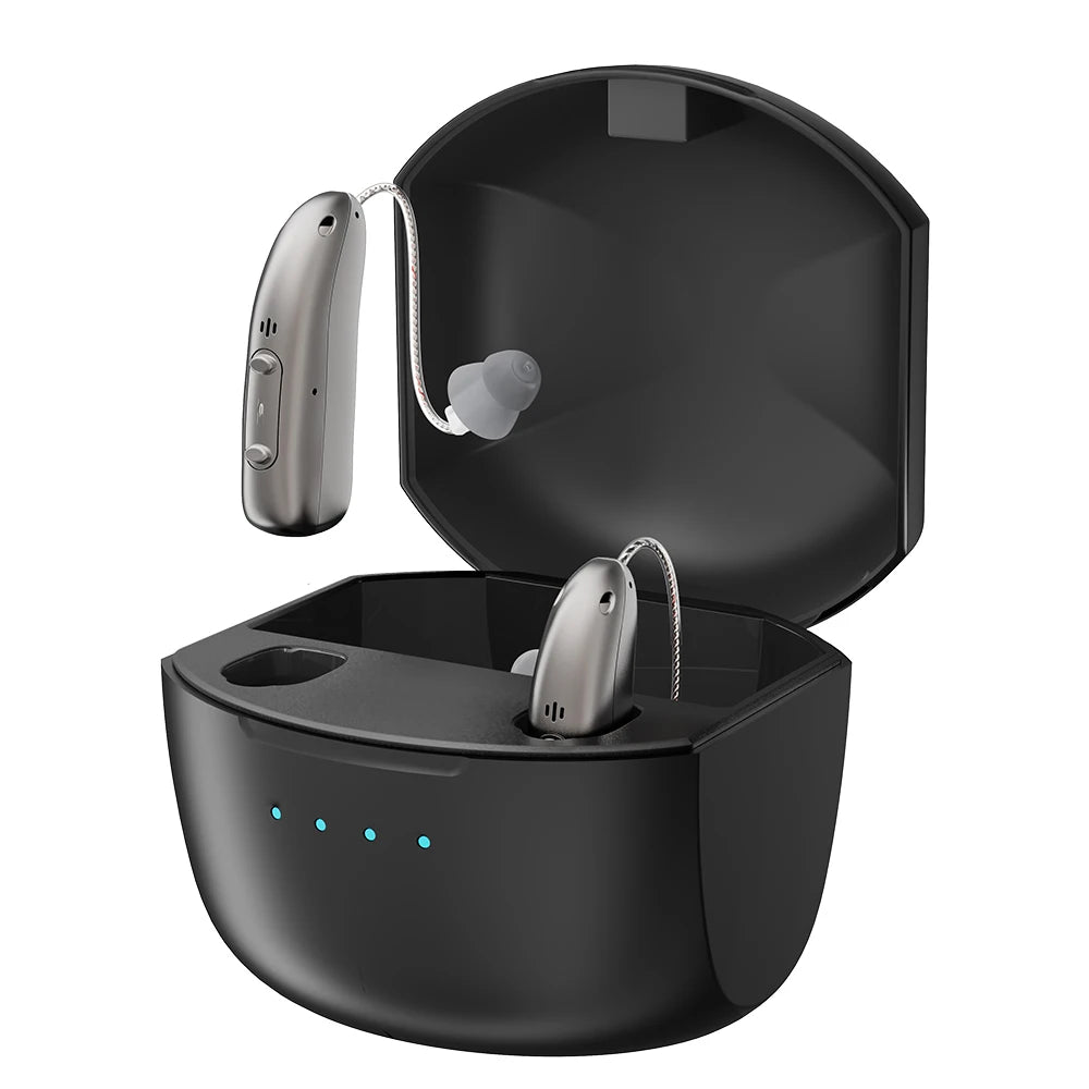2025 Top Mirasing 10-Channel Digital BTE/RIC Hearing Aid - Rechargeable & Noise Cancelling with Portable Charging Case