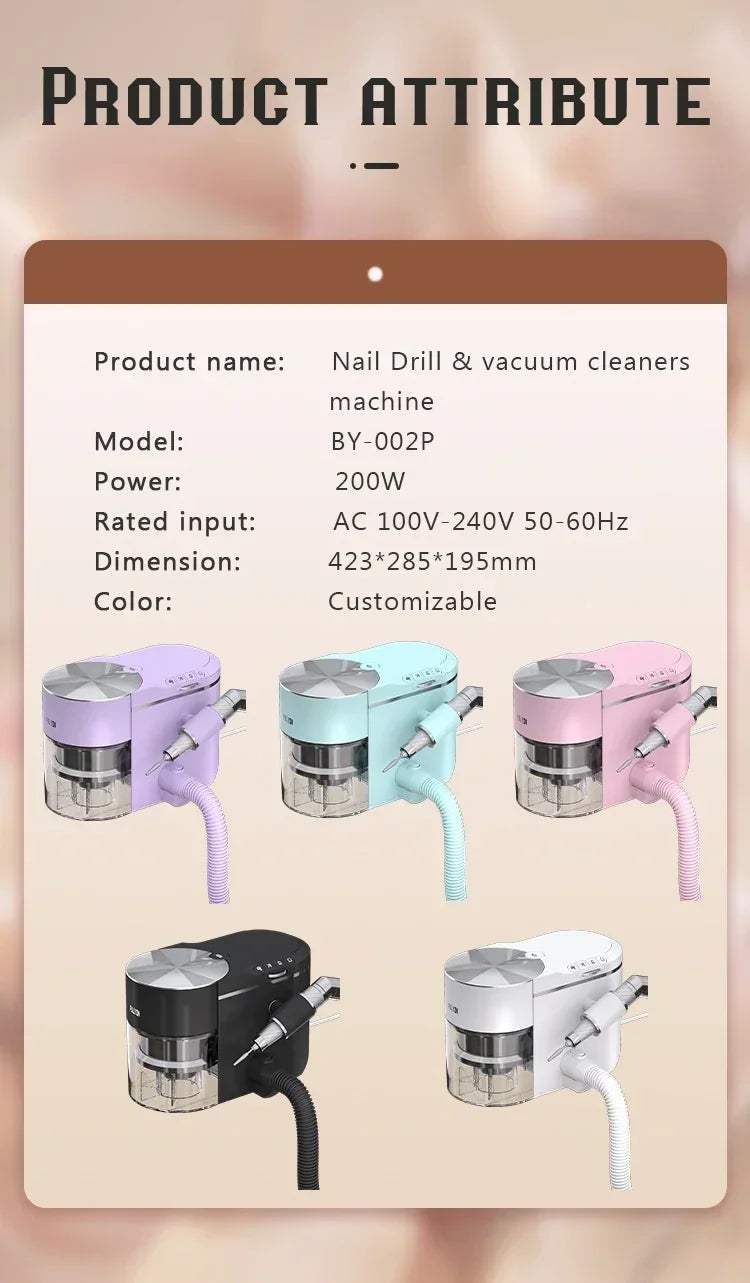2025 2-in-1 Nail Vacuum And Duster Tool 80W Powerful ABS Durable Beauty Equipment OEM New