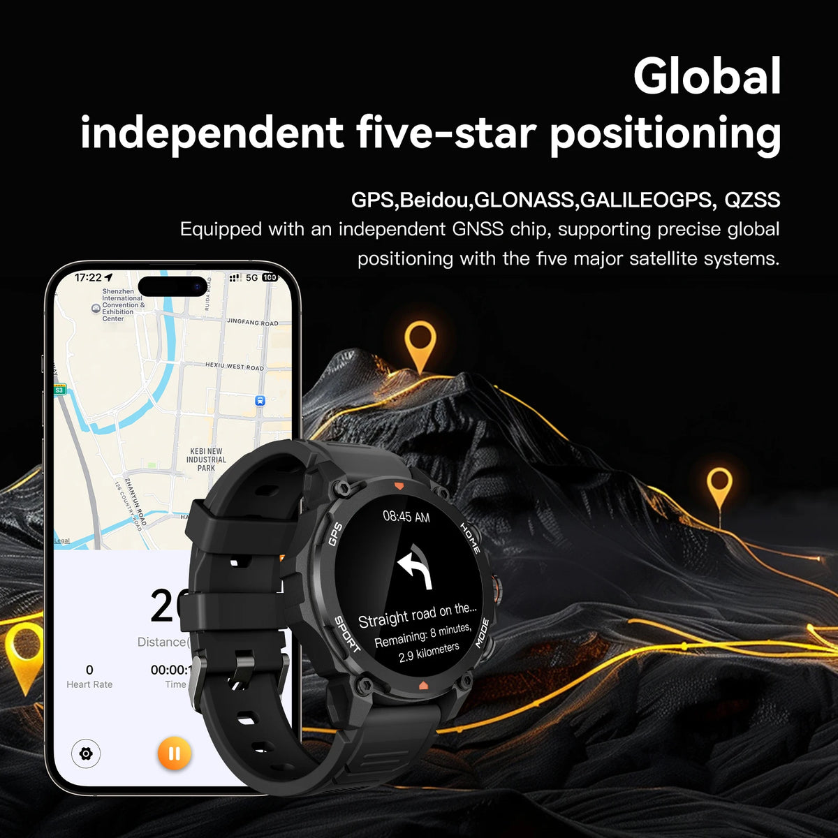 2025 Men's Smart Watch 1.43'' AMOLED GPS 150+ Sports Tracker 5ATM Swimming Health Monitor BT Call For Android iOS Smartwatches