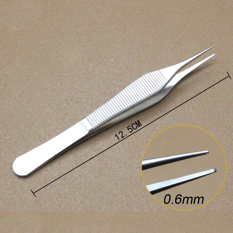 1pcs Ophthalmic Tweezers Tissue Forceps Stainless steel Teethed Platforms Forceps Surgical Instruments 120mm