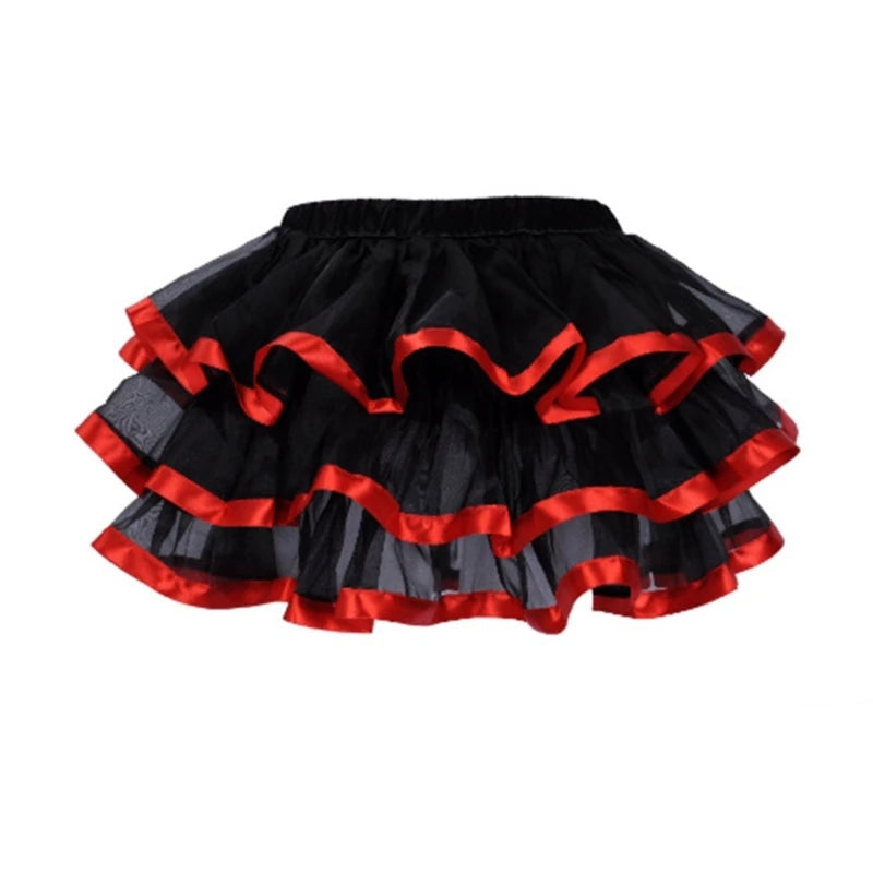 Summer Victorian Steampunk Bustle Skirt 5 Layered Tie-on Belt Tulle Tutu Overskirt Dance Performances Halloween Cosplay Costume