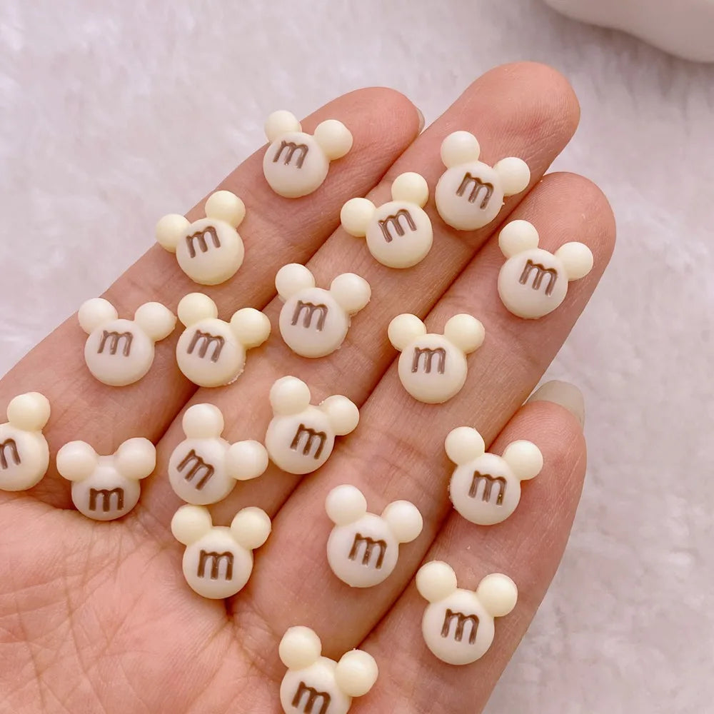 50 pieces mini cute cartoon popsicles, bear, rabbit series nail art charm flat bottom 3D nail decoration DIY nail accessories