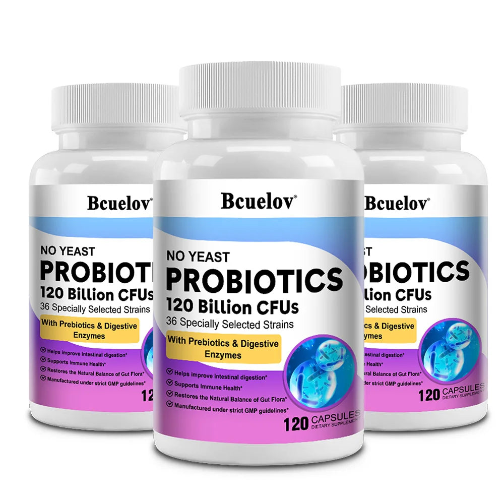 Organic Enzymes Probiotic Capsules 120 Billion CFU Probiotic Supplement with Prebiotics & Digestive Enzymes