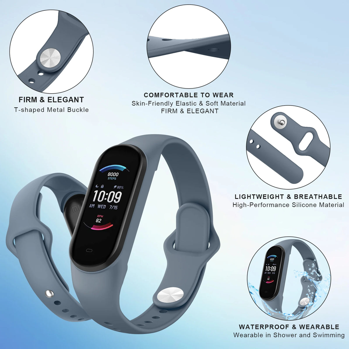 Soft Silicone Strap For Xiaomi Mi Band 5 6 Band Wristband Watchband For Xiaomi Mi Band 5 6 Miband 5 6 Strap Smartwatch Accessory