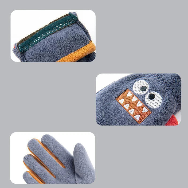 Autumn Winter Children's Gloves Cycling Cute Cartoon Warm Boy Girl Gloves Fleece Windproof Pupil Soft Outdoor Play Kids Gloves