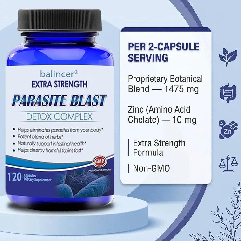 Parasite Blast Detox Complex - Eliminate Parasites, Cleanse The Intestines, and Improve Digestion