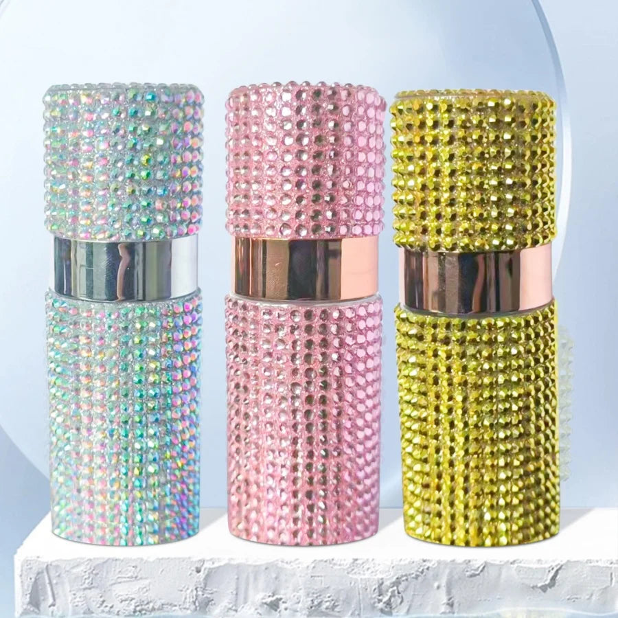 1PC colorful rhinestone spray bottle (pink/gold/silver) | Luxury glitter style plastic cylinder/rectangular portable container |