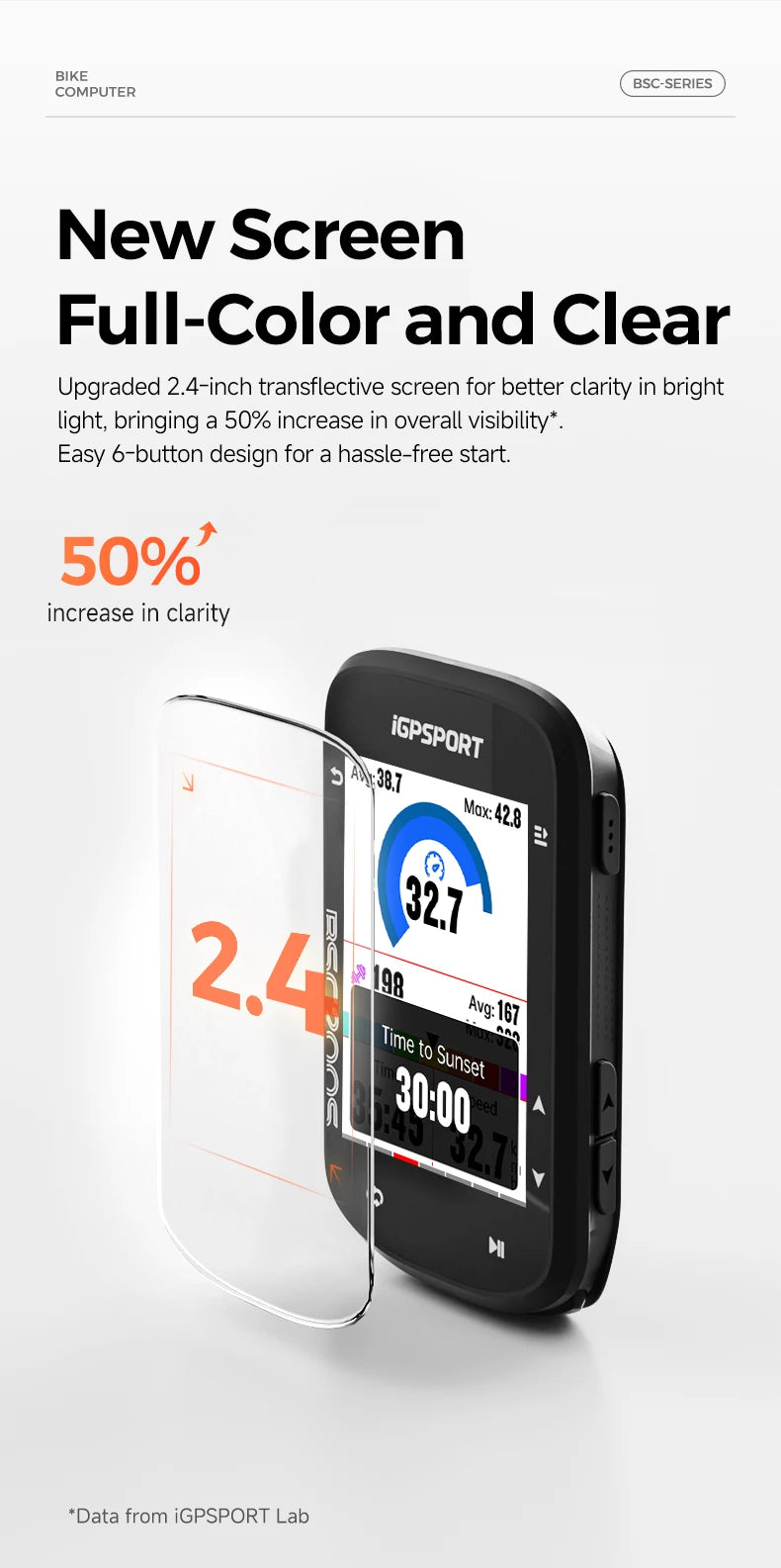 iGPSPORT BSC200S GPS Route Navigation Bike Computer Colorful Screen Wireless Bicycle Speedometer Cycling Odometer Bluetooth Ant