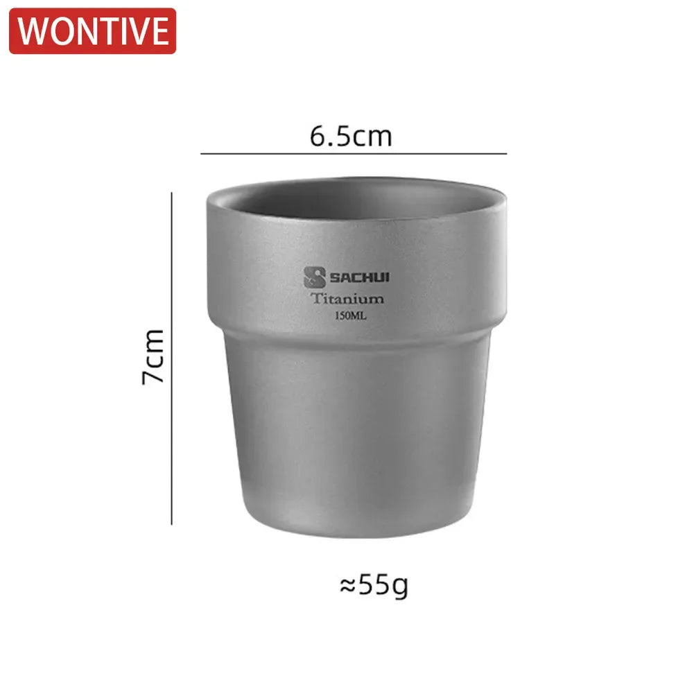 150ml Portable Outdoor Camping Titanium Coffee Mug Water Cup Double Wall Heat Insulation Teacup Home Kitchen Teaware Teacups