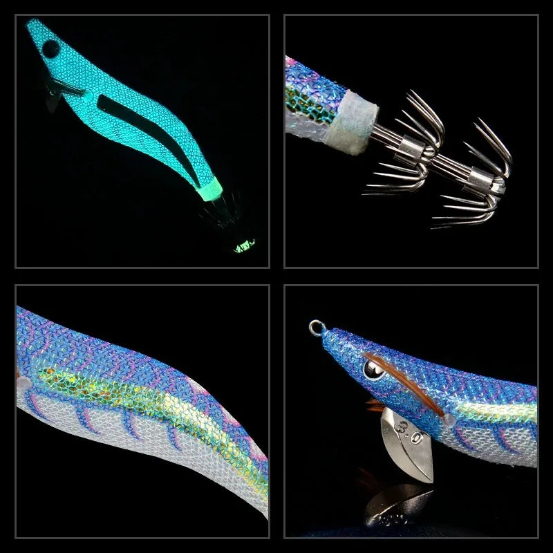 1pc 2.5#3.0#3.5# Glow Sea Fishing Lure Luminous Shrimp Squid Jigs Set Artificial Cuttlefish Octopus Winter Fishing