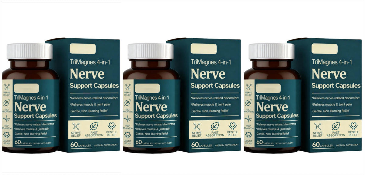 4-in-1 Magnesium Nerve Support Capsules with Citrate Glycinate Malate & Turmeric Extract, 60 CT, Fast Absorption Formula