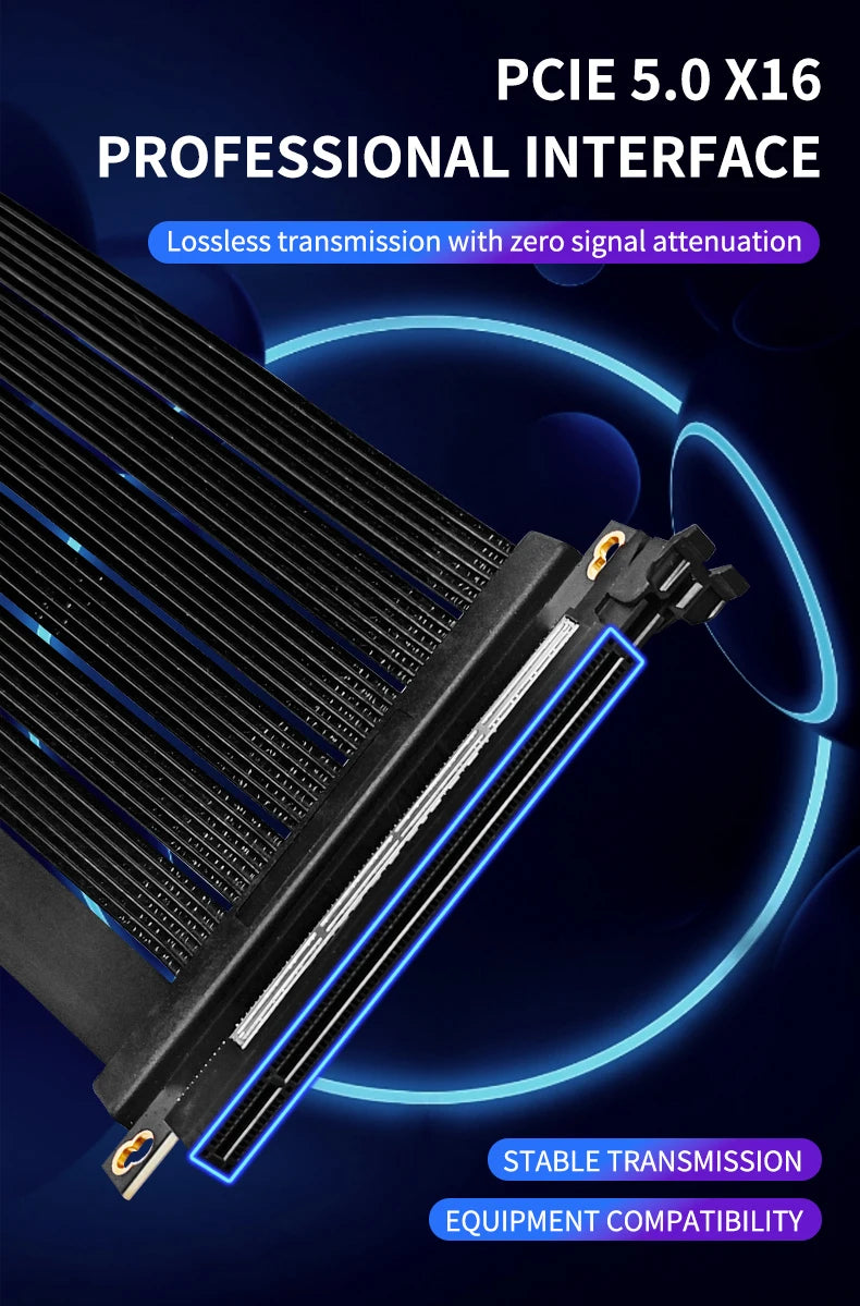 UPSIREN PCI-E 5.0 X16 GPU Extension Cable,Cable length 200mm/Gold-plated process/Suitable for 50 series graphics cards