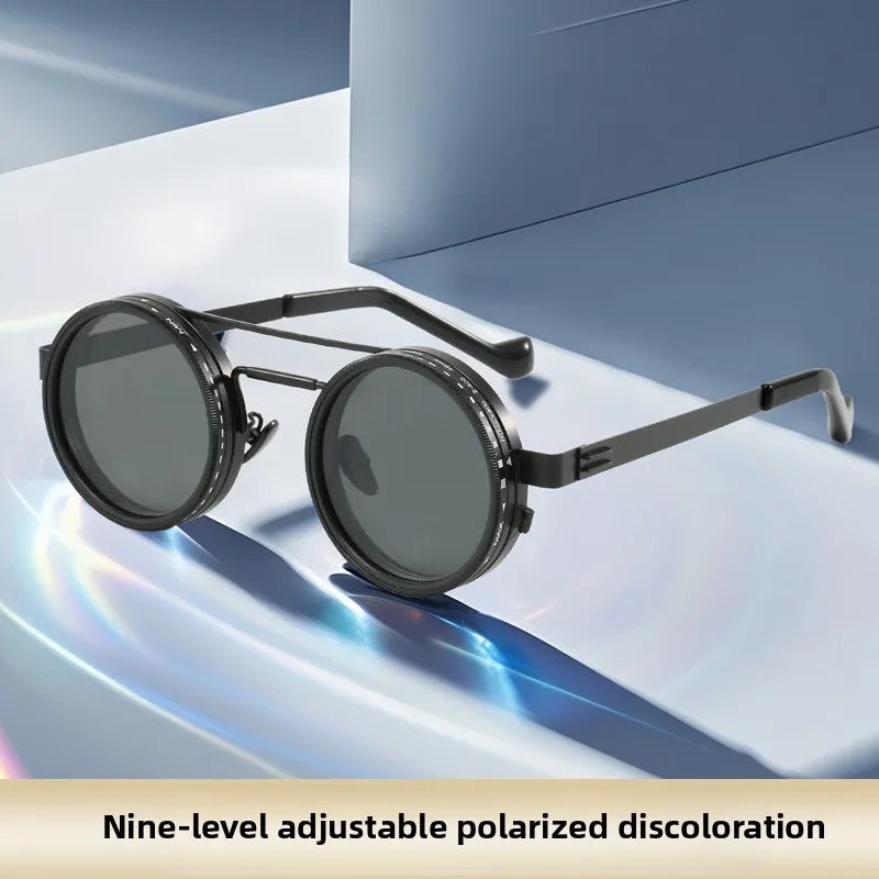 Polarized ND2 400 Adjustable Dimming Sunglasses UV Protection Metal Frame HD Lens for Mountaineering Cycling