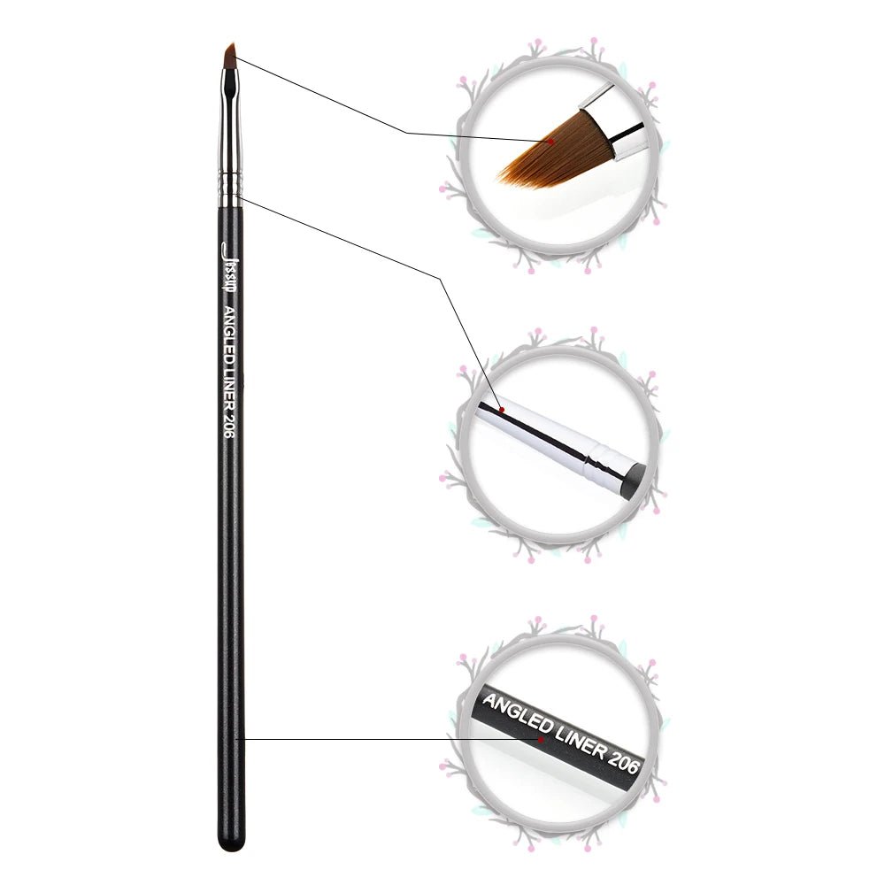 Jessup Eyeliner Brush Makeup Thin Bent Precision Angled Flat Definer Ultra Fine Pencil Precision Synthetic S151