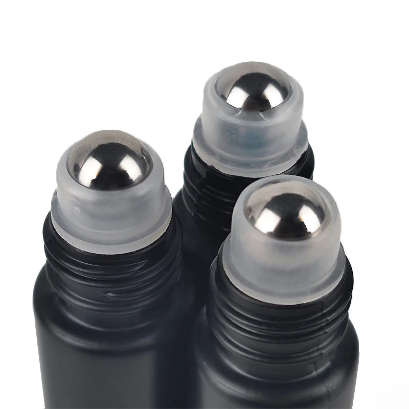 10/20/50pcs 10ml Matte Black Roll on Oil Glass Bottles with Gold Cap for Empty Perfume Refillable Roller Bottle Samples