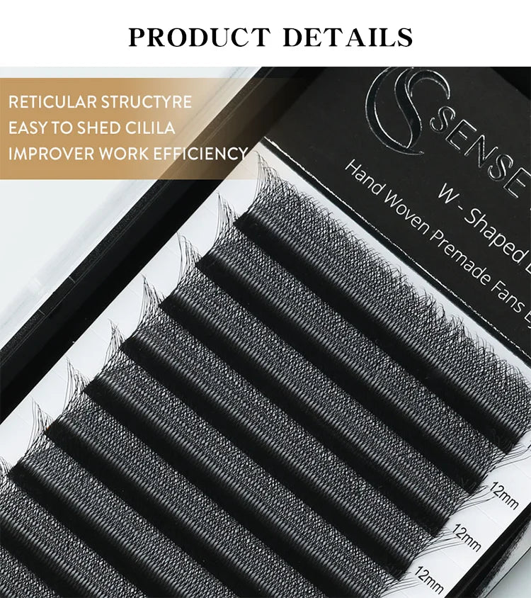 SENSE LASHES 12 Rows 3D 4D 5D 6D W Shape Eyelash Premade Volume Fans Natural Soft Light Full Dense Eyelash Extensions Supplies