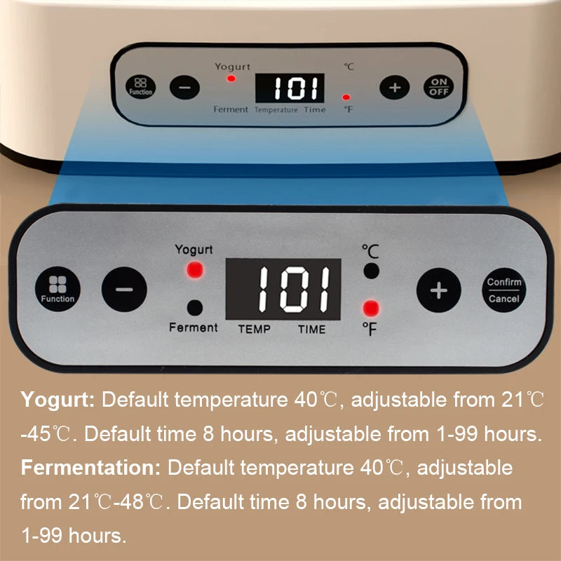 Electric Yogurt Maker 6 Glass Cups Automatic Natto Rice Wine Fermenting Machine Fermenter Sour Milk Pot Temperature Adjustment