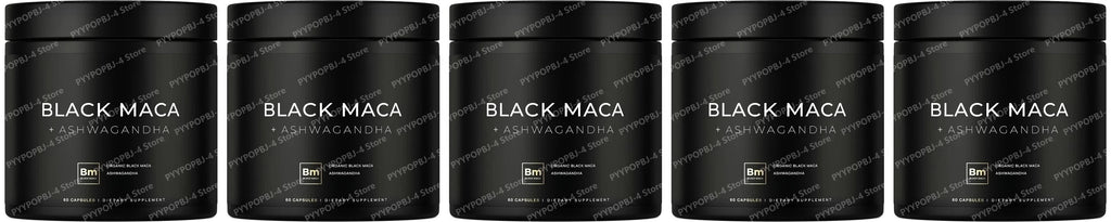 Black Maca Root Extract with Ashwagandha 60 Capsules Herbal Adaptogen Supplement for Men Women Energy Mood Stress Support