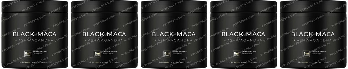 Black Maca Root Extract with Ashwagandha 60 Capsules Herbal Adaptogen Supplement for Men Women Energy Mood Stress Support
