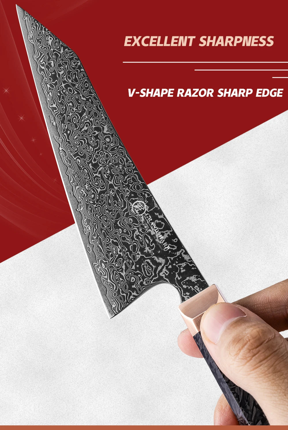 Grandsharp 5.4 Inch Bunka Knife 67 layers Damascus Steel Sharp Blade Kitchen Tool Cook Knives Meat Slicer Cooking Cutter