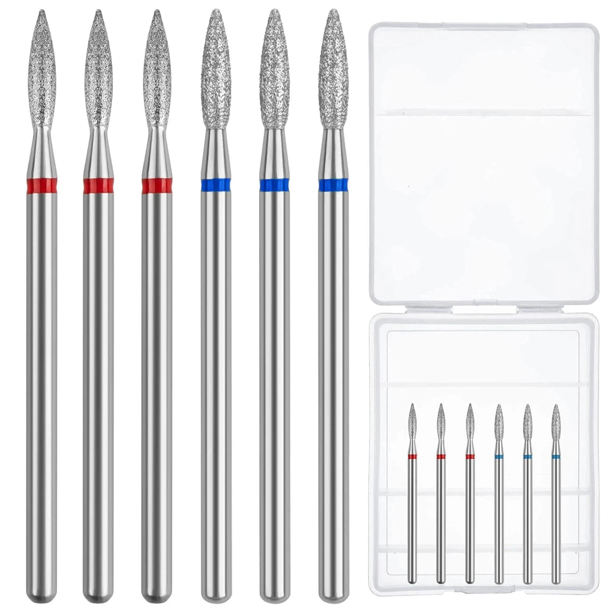 6pcs/SET Nail Dill Bits Diamond Milling Cutter for Manicure 3/32" Burr Electric Nail File Cuticle Remover Tool