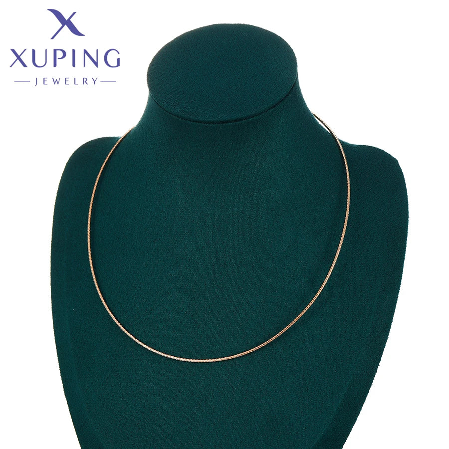 Xuping Jewelry Trendy Style Simple Charm Choker Chain Gold Color Necklace for Women Ladies 45cm Jewellery Gift X000787317