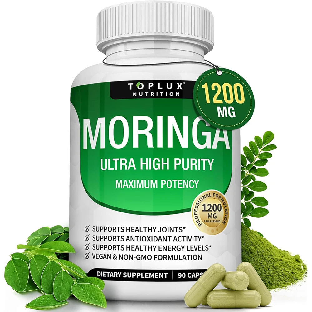 Premium Magnesium Complex Supplement 1000mg Magnesium Glysinate 525mg Blood Sugar Complex 940mg Moringa Capsules 1200mg Non-GMO