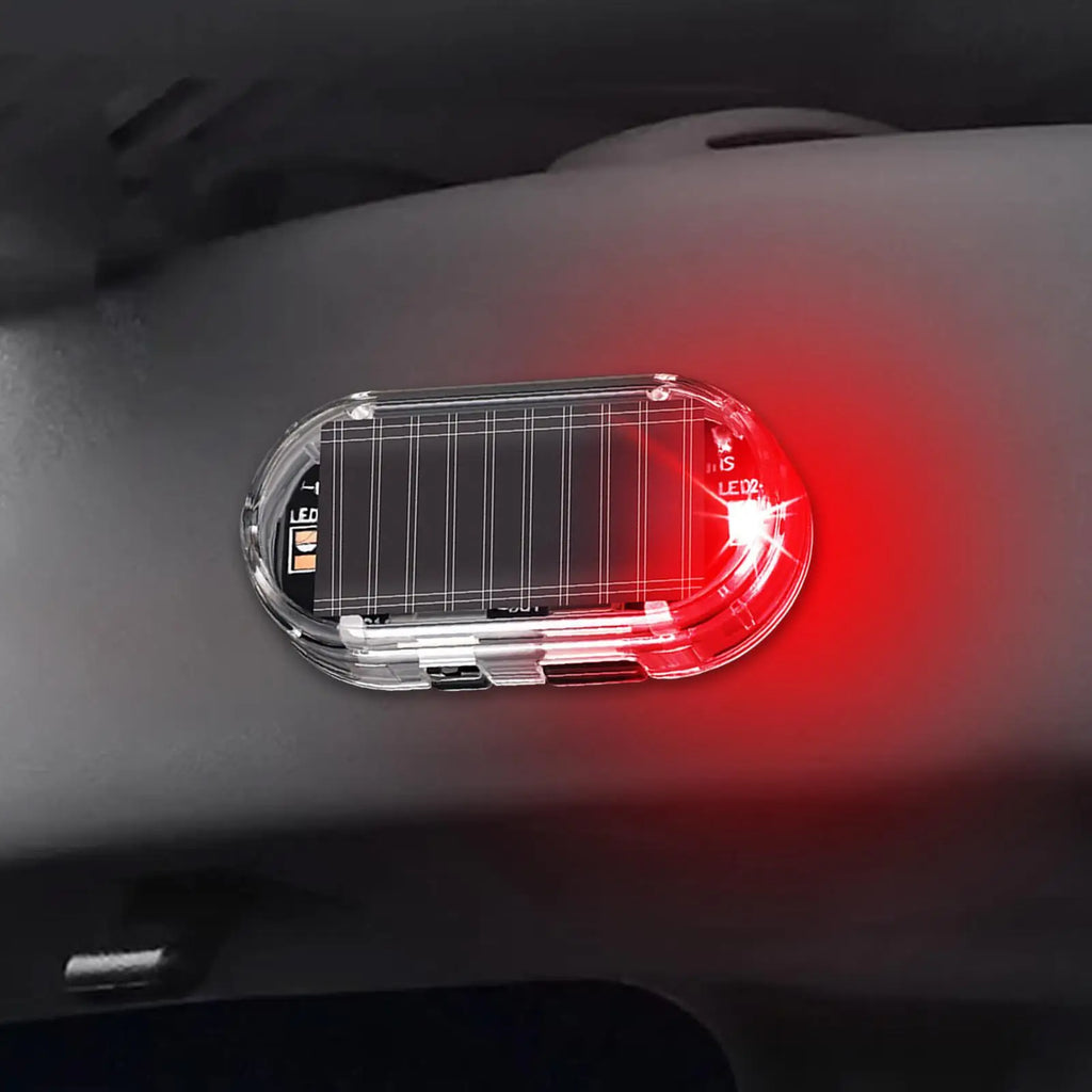 Solar Powered Car Fake Security Light Blue/Red Flashing Simulated Alarm Wireless Warning Anti-Theft Caution Lamp Strobe